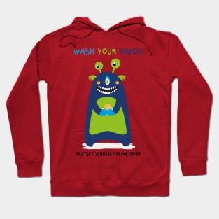 Wash your hands - happy monster Hoodie